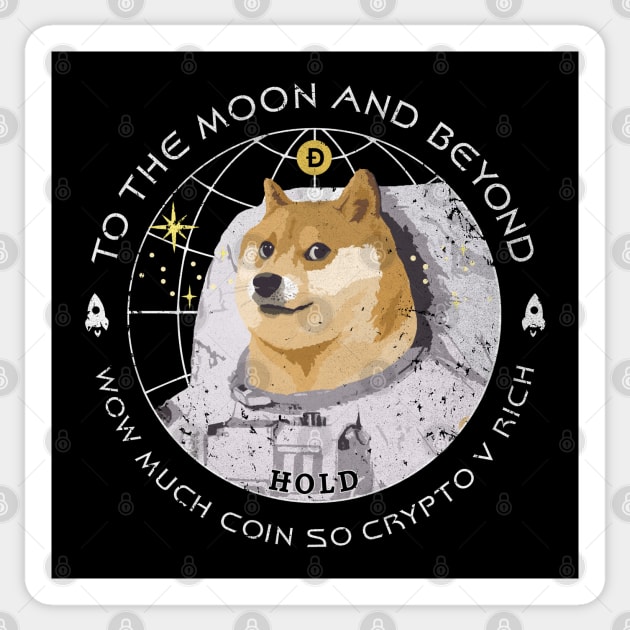 Dogecoin To the Moon (Dark) Sticker by Sunny Saturated